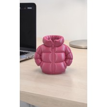 Blurix Şişme Mont Tasarımlı Kalemlik | Dekoratif Masaüstü Organizer - Bordo