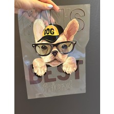 Gönülden Tasarım Ütü Ile Yapışan Tasarım Gözlüklü Köpek Transfer Baskı Arma 25X18 cm