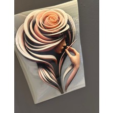 Gönülden Tasarım Ütü Ile Yapışan Çiçek Kız Transfer Baskı Arma 23X14 cm