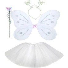 MegaSepet Mey Ithalat® Beyaz Kelebek Kostümü - Beyaz Kelebek Kostüm Aksesuar Seti 4 Parça