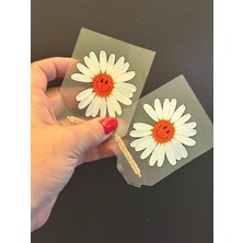 Gönülden Tasarım 2 Adet Ütü Ile Yapışan Gülen Papatya Transfer Baskı Arma 7x5 cm