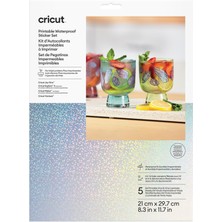 CRICUT 2011890 YAZDIRILABİLİR SUYA DAYANIKLI TRANSPARAN HOLOGRAFİK ÇIKARTMA SETİ - A4 - 5 SAYFA