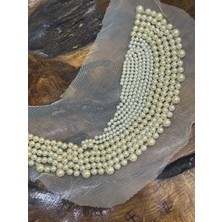 Gönülden Tasarım Inci Boncuk Işleme Yaka Dikiş Aplike 24X4 cm