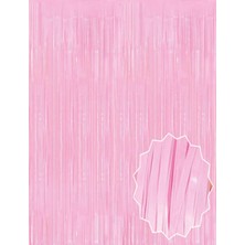 MegaSepet Mey Ithalat® Soft Pembe Püsküllü Kapı Perdesi - Parti, Baby Shower, Cinsiyet Partisi 1x2 M