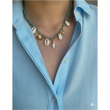 Chic&Shine Accessories Deniz Kabuğu Charmlı Kristal Boncuk Kolye