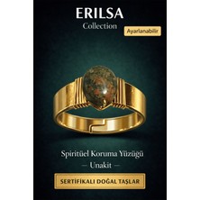Erilsa Sertifikalı Unakit Doğal Taş Yüzük Ayarlanabilir - Bakır Üzeri Altın Kaplama Spiritüel Koruma
