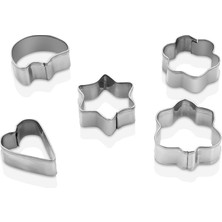Marsilyan 5 Pcs Metal Kurabiye Kalıp Kalp - Yıldız - Papatya - Ağaç (4887)