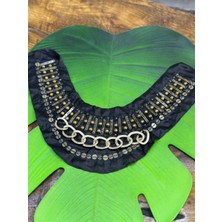 Gönülden Tasarım Ernik Eskitme Zincir Detaylı Yaka Dikiş Aksesuarı 27X13 cm