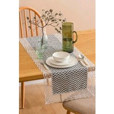Rona Home Göz Alıcı Şıklık: Güpür Kenarlı Zikzak Desen Runner Lüks Kaliteli Çeyizlik Runner Dekoratif Örtü