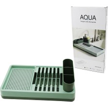 Yeşil Tezgah Üstü Bulaşıklık Tabaklık - Kaşıklık 26X42X12CM (4887) Midastech