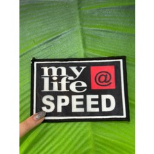 Gönülden Tasarım My Life Speed Yazılı Arma Dikiş Aplike 11X7 cm