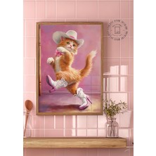 Des Vu Print Topuklu Ayakkabı Giyen Kedi Posteri, Çerçevesiz Kedi Temalı Poster
