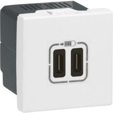 Legrand 077590 Telefon Şarjı Için 5 Volt 3 Amper C+C Tipi Ikili USB Priz