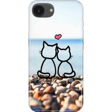Nurdic iPhone 17E Kılıf 0.4 mm Lazer Kesim Silikon Kapak Kedilerin Aşkı