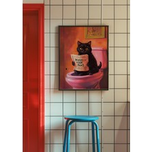 Des Vu Print Wash Your Paws Kedi Posteri, Kedi Temalı Çerçevesiz Poster