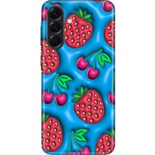 Senada Samsung Galaxy A57 (SM-A576B) Uyumlu Kılıf Desenli Baskılı Tpu Rubber Kapak Kiraz Çilek