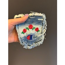 Gönülden Tasarım Nakış Işleme Çiçekli Kot Arma Dikiş Aplike Cep Aplike 12X10 cm