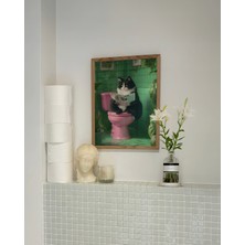 Des Vu Print Tuvalette Gazete Okuyan Kedi Posteri, Kedi Posteri, Çerçevesiz Banyo Kedi Temalı Poster