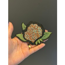 Gönülden Tasarım Ütü Ile Yapışan Taşlı Çiçek Arma Dikiş Aplike 11X8 cm