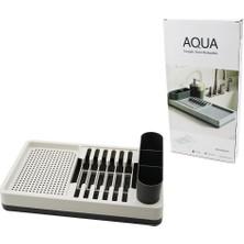 Gri Tezgah Üstü Bulaşıklık Tabaklık - Kaşıklık 26X42X12CM (4887)