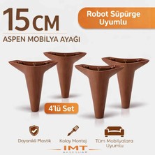 İmt Aksesuar Aspen Mobilya Ayağı 15 cm (4'lü Set) Ceviz Koltuk Baza Dolap Tv ünitesi Yatak Odası Konsol Ayağı