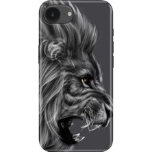 Nurdic iPhone 17E Kılıf 0.4mm Lazer Kesim Silikon Kapak Kara Aslan