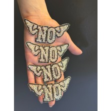 Gönülden Tasarım 4 Adet Ütü Ile Yapışan On/no Kanatlı Arma Dikiş Hobi Giyim Aksesuarı 10X5 cm