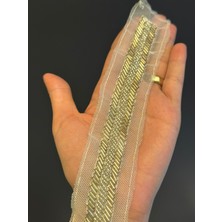 Gönülden Tasarım Gümüş Renk Boncuk Işleme Dikiş Aplike 20X7 cm