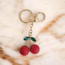Purpur Accessories Taşlı Kiraz Anahtarlık