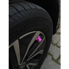 Oto Araç Sibop Kapağı 4'lü Set Figür Pembe Ayıcık Özel Tasarım Araba Motor