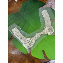 Gönülden Tasarım Inci Boncuk Işleme Yaka Dikiş Aksesuarı 37X8 cm