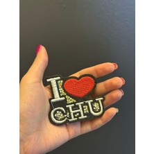 Gönülden Tasarım 8x7 cm Ütü Ile Yapışan Taşlı A Love Chu Yazılı Arma