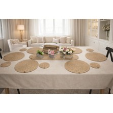 Armağan Garajı Doğal Jüt Ip Supla Takımı – El Yapımı Hasır Amerikan Servis Masa Dekoru Ölçü ve Renk Bilgisi Açıklamada