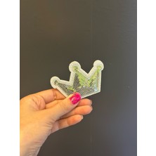 Gönülden Tasarım 9x7 cm Ütü Ile Yapışan Gümüş Renk Kral Taç Arma
