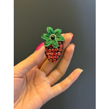 Gönülden Tasarım 5x3 cm Boncuk Işleme Çilek Arma Dikiş Aplike