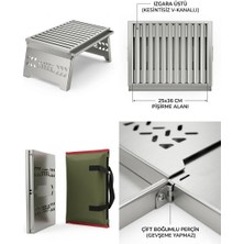 ANKABEY06 Paslanmaz Çelik Katlanır Portatif Kamp Mangalı & Barbekü (25X36 Cm)