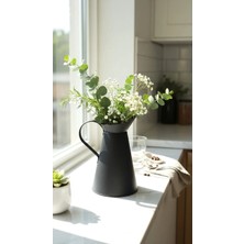 Home GreyfurtArt Dekoratif Siyah Vazo İbrik Çiçeklik Saksı Dekorasyon Eşyası Vintage Country Saplı Biblo