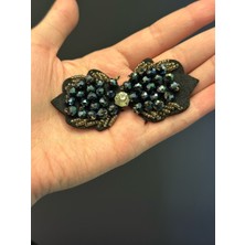 Gönülden Tasarım Cam Boncuk Işleme Zirkon Taşlı Fiyonk Arma Dikiş Aplike 8x4 cm
