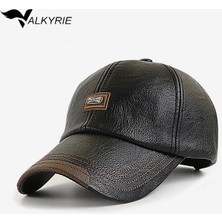 Valkyrie Deri Şapka Erkek Ayarlanabilir Premium Kalite Spor & Günlük Kullanım Baseball Cap Siyah