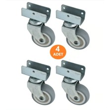 Beauty Be 4 Adet 50X20 mm U Tablalı  Bilyalı Frensiz Mobilya Tekerleği - Sunta Kanallı Geçme Tekerlek + Vida