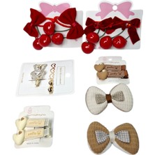 Spteks Kız Çocuk Güzel Sevimli Karakterler Taş ve Figürlü Lastik ve Pens Toka 6 Lı Set