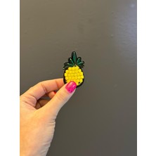 Gönülden Tasarım Ütü Ile Yapışan Boncuk Işleme Ananas Arma Dikiş Aksesuarı  6x4 cm
