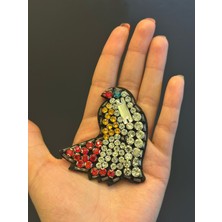 Gönülden Tasarım Renkli Zirkon Taş Işleme Kuş Arma Dikiş Aplike 5x4 cm