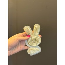 Gönülden Tasarım 12X7 cm Inci Boncuk Işleme Tavşan Arma Dikiş Aksesuarı
