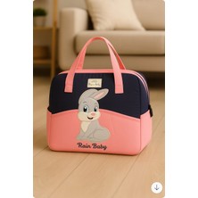 Rain Baby Anne Bebek Bakım Çantası Kapitone Tavşan Desenli Anne Bebek Çantası