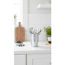 Home GreyfurtArt Gri Metal Kalemlik Saksı Vazo Ofis Restoran Tipi Çatal Kaşıklık Banyo Düzenleyici Peçetelik