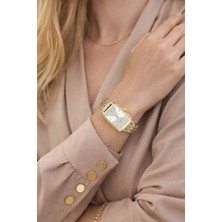 Sonsuzsaat Gümüş Altın Renk Dikdörtgen Kasa Şık Zarif Analog Vintage Kadın Kol Saati