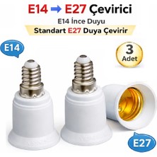 Anktek E14 To E27 Dönüştürücü Duy, E14 Ince Duy’u Standart E27 Duy’a Çevirir (3 Adet)