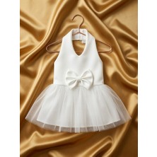 Patipin Fiyonklu Tüllü Köpek Elbisesi - Cırt Cırtlı Beyaz Köpek Elbisesi