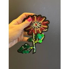 Gönülden Tasarım Ütü Ile Yapışan Boncuk Işleme Çiçek Arma Dikiş Aplike 14X10 cm